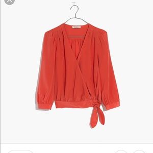 NWT Madewell Silk Wrap Top
